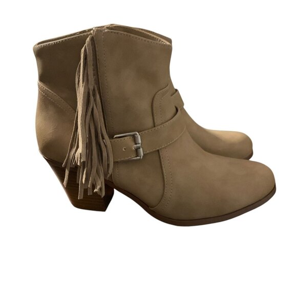 Circus By Sam Edelman Leah Tan Bootie Zip Buckle Tassel 2.5” Heel Size 9.5M - Picture 1 of 5